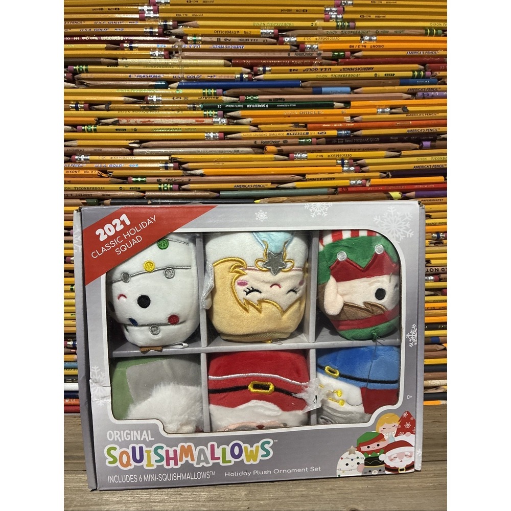 Pack Of 6 Squishmallows 2021‎ Classic Holiday Squad Ornament Set Christmas Ed